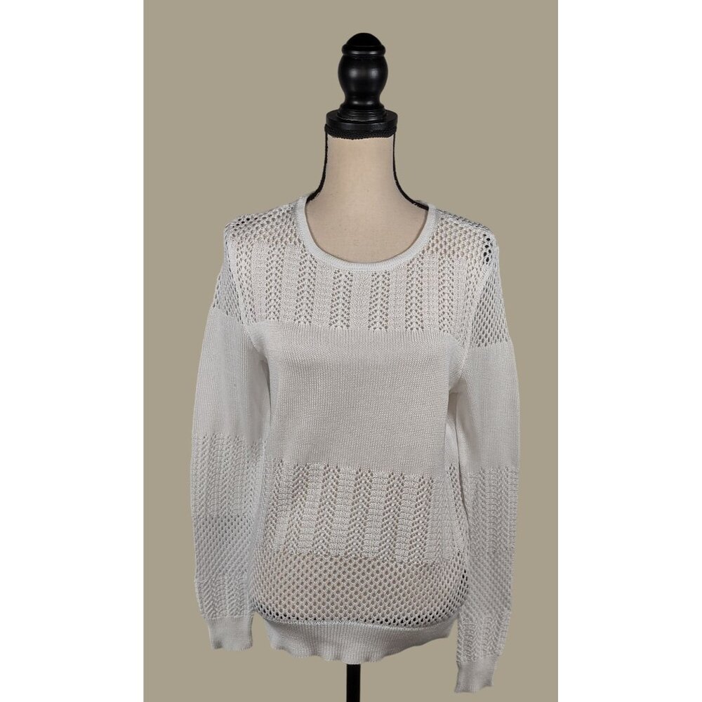 Saks 5th Avenue White 100% Cotton Sweater Size Large NWT